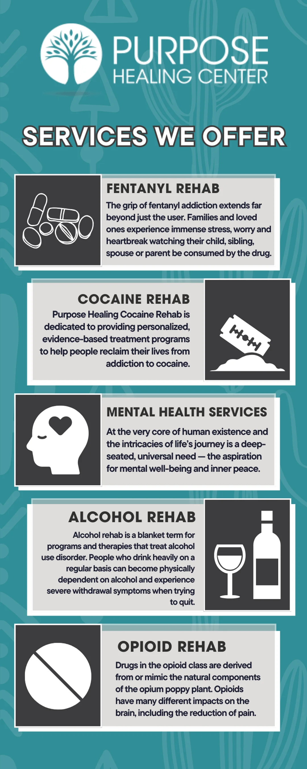 Alcohol and drug addiction treatment infographic from Purpose Healing Center
