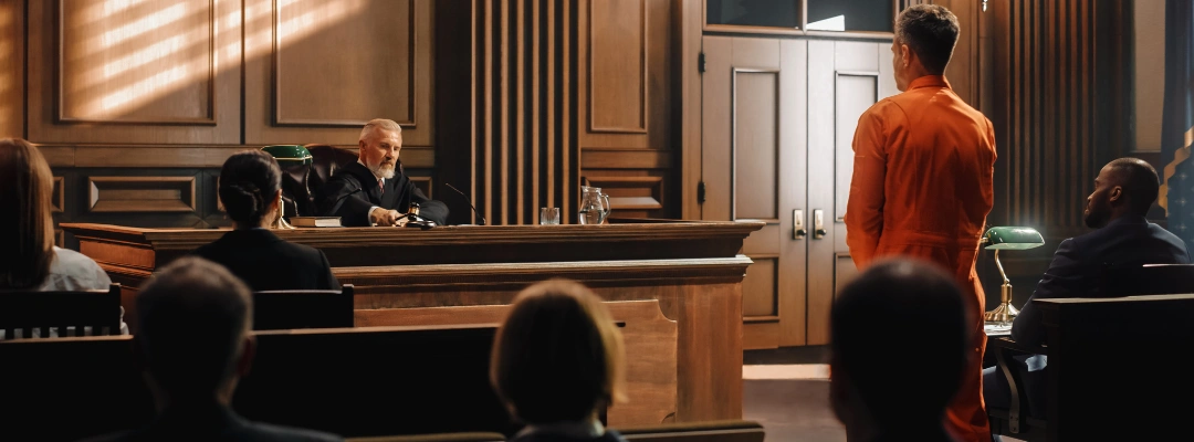 Image of Arizona courtroom scene symbolizing drug possession charges and legal consequences based on drug type, quantity, and criminal history