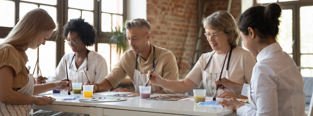Image of Group art therapy session for addiction recovery, fostering connection and shared support