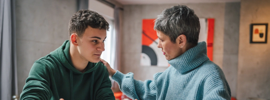 Image of mother discussing meth addiction and slang terms with adult child