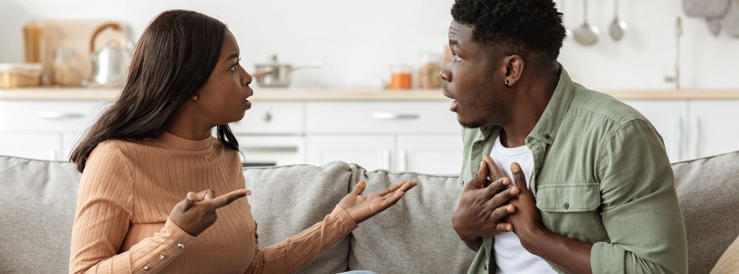 Image of a man and women arguing, displaying the strained relationships caused by addiction 